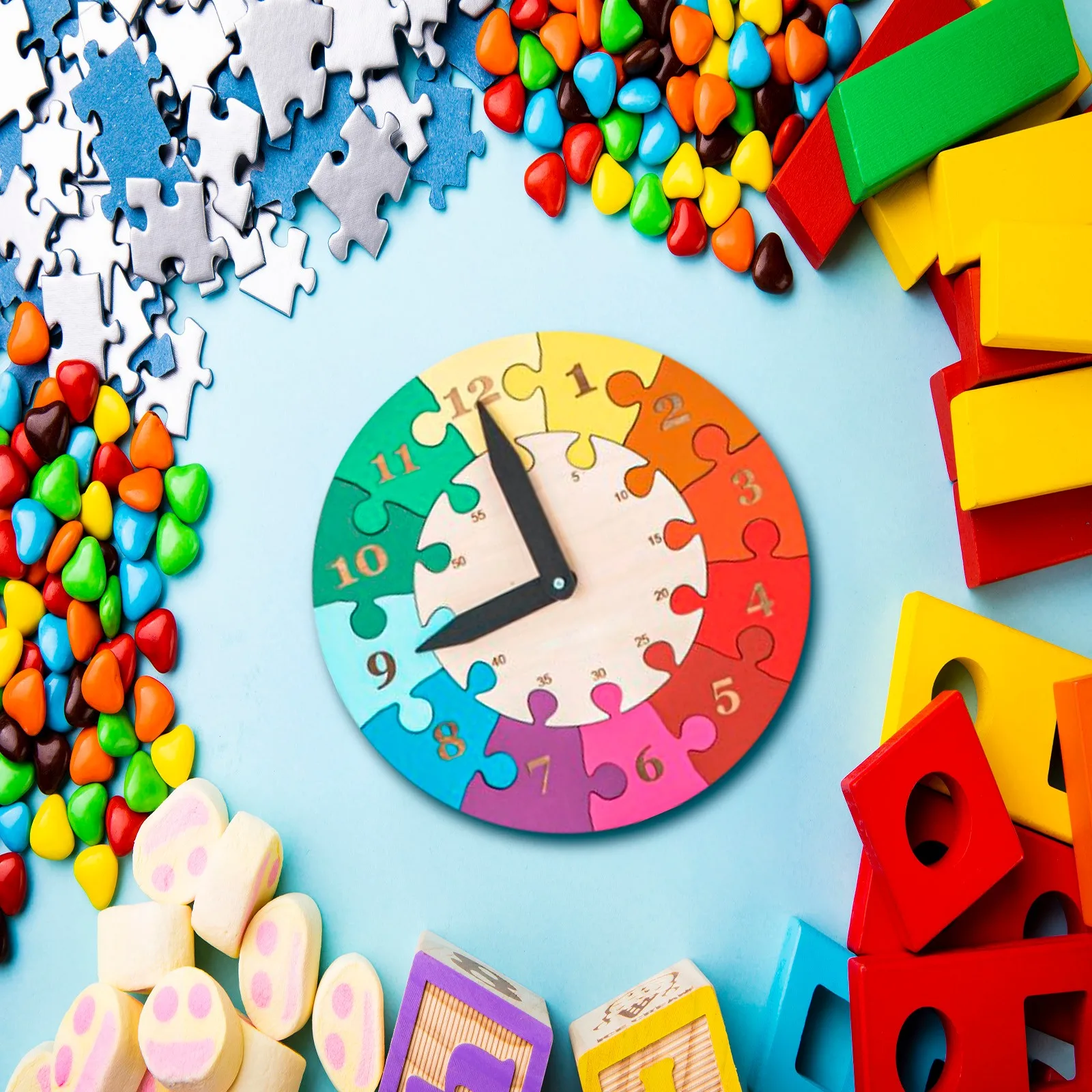 Reloj interactivo de aprendizaje para niños pequeños, rompecabezas de madera, regalo de cumpleaños 2021, regalo de Año Nuevo