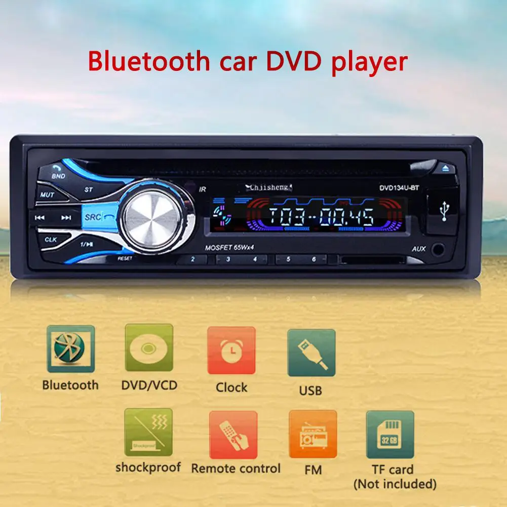 Универсальный 12 В Многофункциональный Bluetooth автомобильный CD/DVD/vcd плеер для аудио Радио 1 DIN Автомобильный MP3-плеер TF карта хост fm-радио