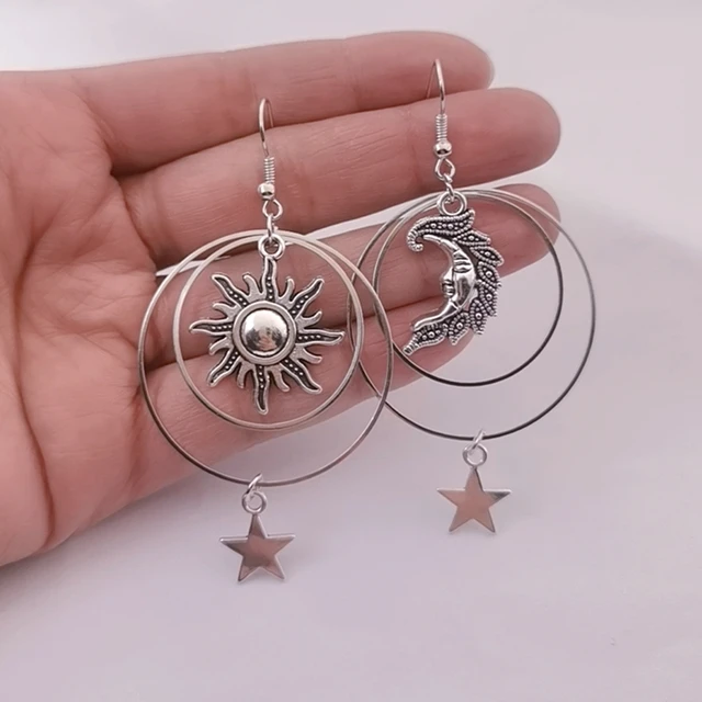 Kyrith - Brass Sun & Moon Daisy Dangle Earrings – Grab Bag Botany