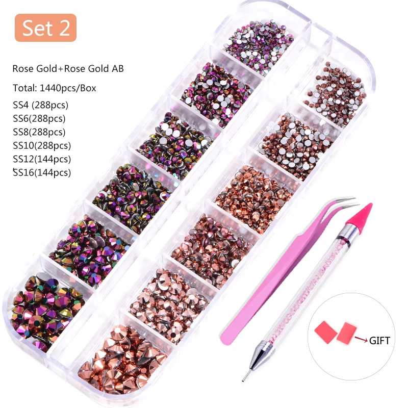 800 Set 2 Oleeya nail Art Crystal Non Hotfix Rhinestones