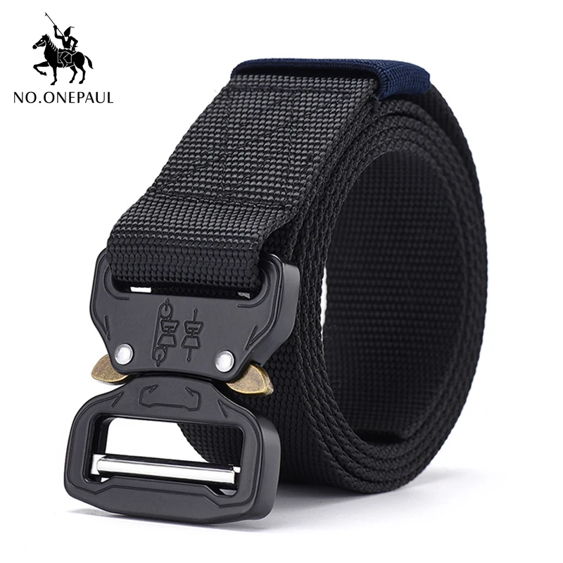 

NO.ONEPAUL metal multifunctional buckle outdoor sports hook new Tactical belt Military high quality Nylon men's training belt