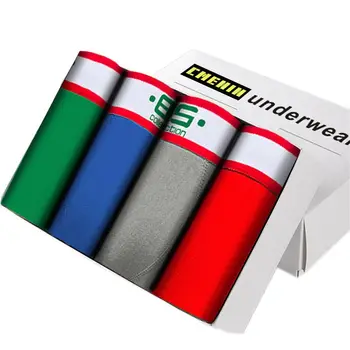 

4pc/lot Men's Panties Homme Cueca Mens Shorts Underwear Gay Boxer Shorts Cotton Breathable Male Shorts Solid Underpants BS176