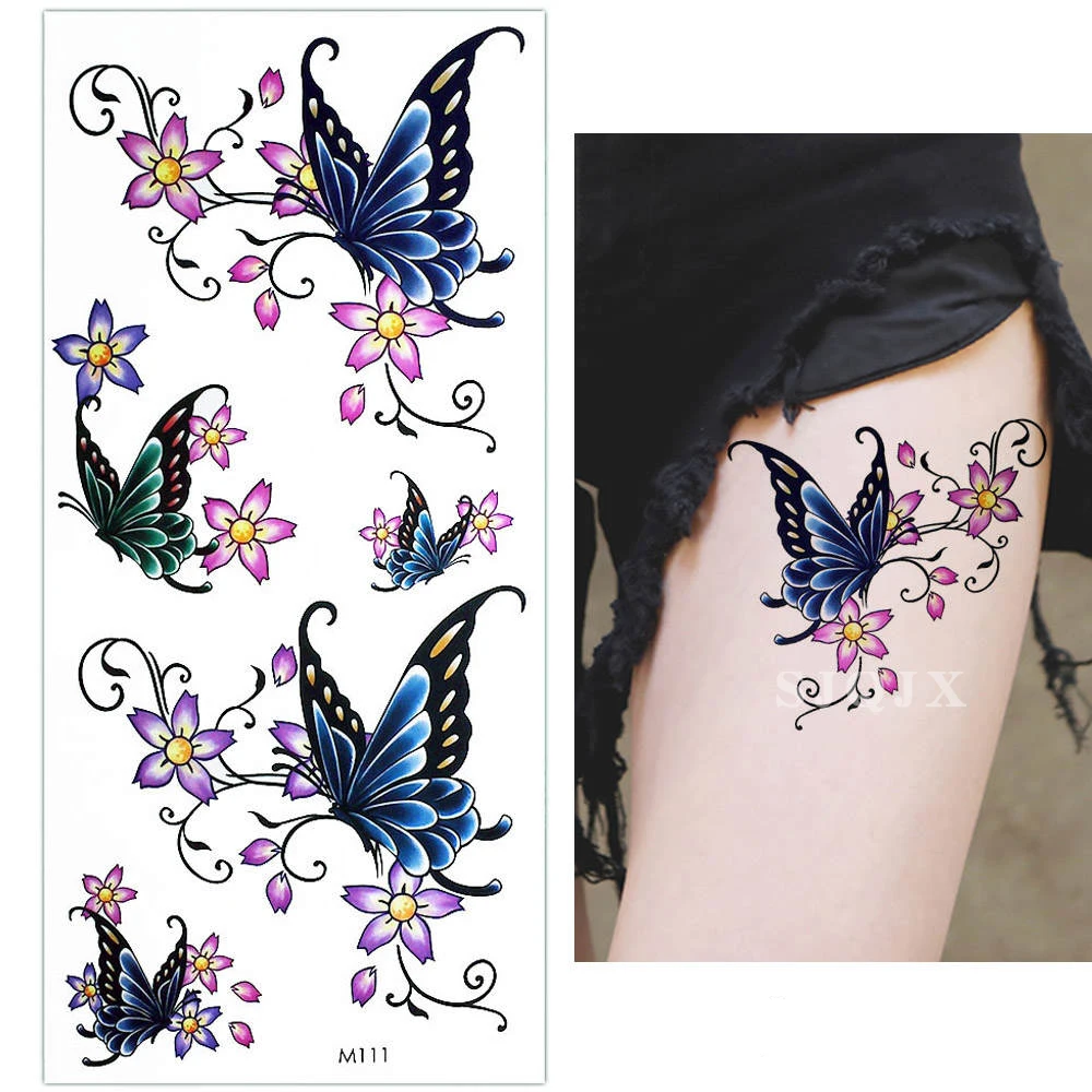 1 шт., водостойкая 3D тату-наклейка, Бабочка, пион, роза, цветок, цветная тату-наклейка, сексуальная леди, Реалистичная татуировка для руки - Цвет: q