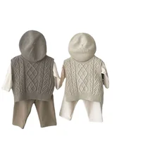 Suéteres de punto sin mangas para bebé y niña, chaleco de algodón, abrigo de punto de giro sólido, prendas de vestir exteriores para niño de 0 a 3 años, otoño