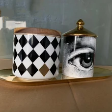 Portable Classic Human Face  Candelabra Candle Holder Necklace Jewelry Storage Box Ceramic Handmade Craft Items