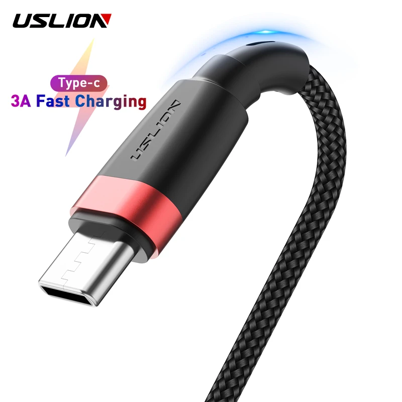 

USLION 2m 1m 3A USB Type C Cable Fast Charging QC3.0 USB C Mobile Phone Cable for USB Type-C Devices Charger for Xiaomi Huawei