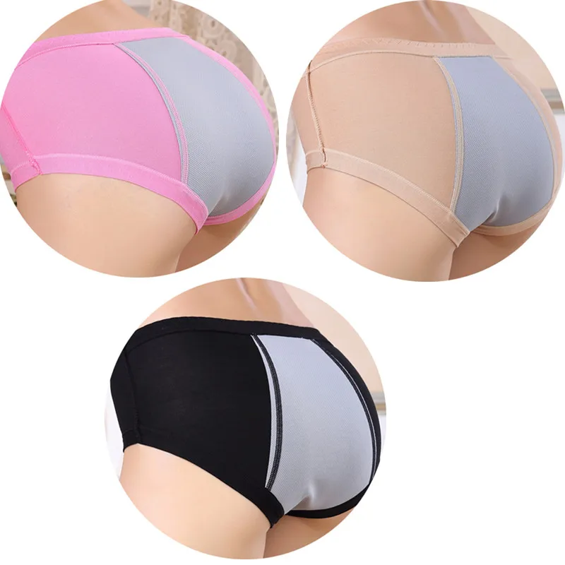 black khaki pink 3 шт./компл. герметичность Для женщин нижнее белье период хлопок детские трусы из дышащей ткани, гигиенические трусики физиологические трусы размера плюс M-3XL - Цвет: black khaki pink