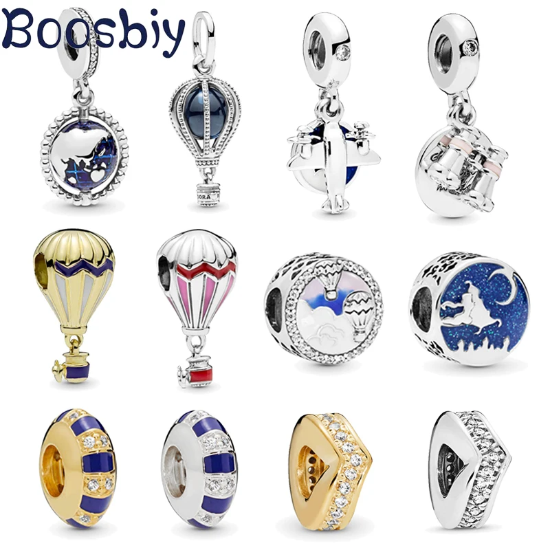 

Boosbiy 2pc Summer Collection Hot Air Balloon Trip Earth Charm Beads Fit Pandora Women DIY Bracelets Bangles Necklace Jewelry