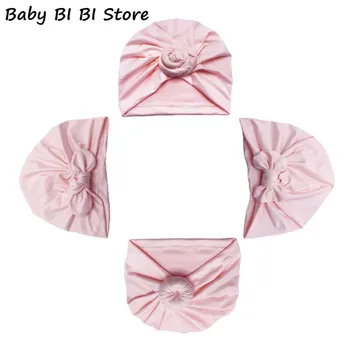 

4 Pcs/set New Toddler Baby Girls Boys Elastic Hats Donut Bow-knot Turban Hat Hair Wrap Head Casual Cap