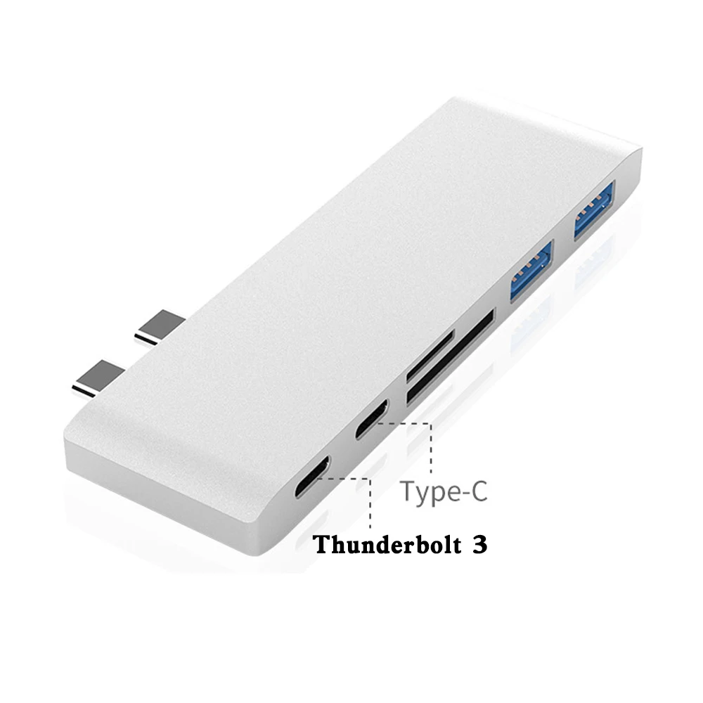 USB C концентратор для Macbook Pro 13 type C концентратор адаптер для ноутбука Dual type C To Thunderbolt 3 USB 3,0 устройство для чтения карт SD TF многофункциональный концентратор