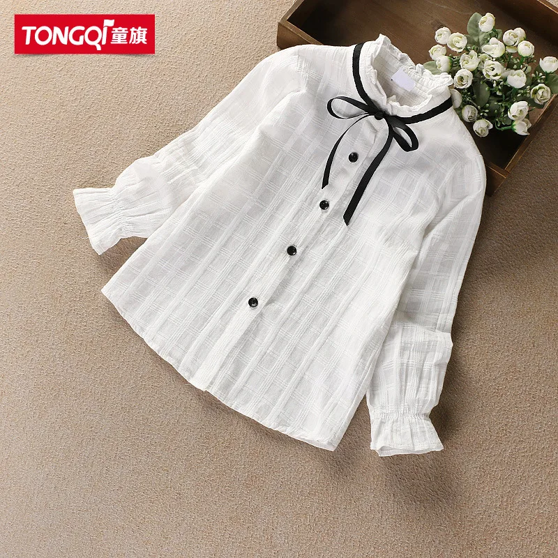 

Girl'S Shirt Spring And Autumn 2019 New Style Western Style Big Boy Long-sleeved Upper Garment Children White Shirt GIRL'S Korea