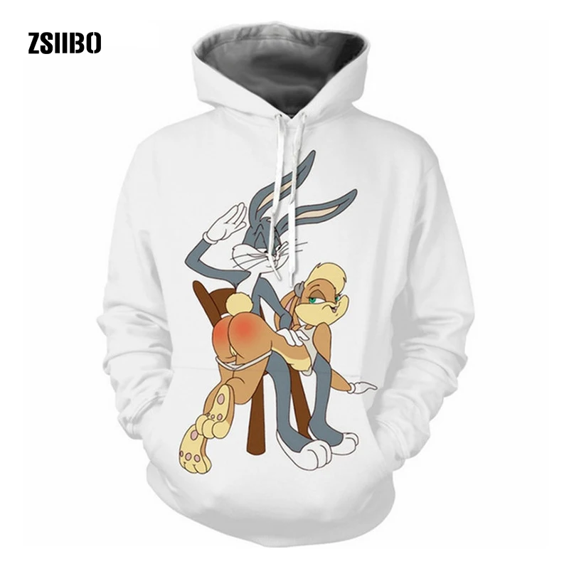 

ZSIIBO Men Cartoon collage print Bugs Bunny 3d hoodies Sweatshirts unisex casual Pullovers autumn tracksuit outdoors S-5XLWGWY54