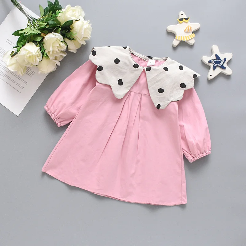 Wholesale(4 pieces/lot) Children's Clothing Girls' Top Wear Dot Pattern Baby Girl's T-shirt 090505 - Цвет: Розовый