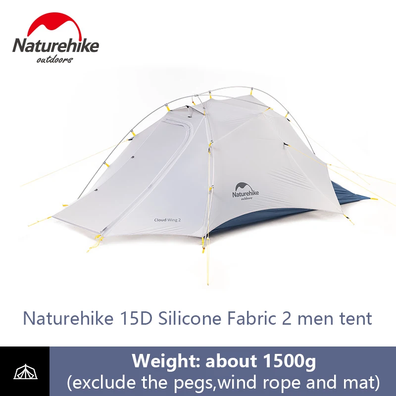 Naturehike Cloud Up Wing 2 Men Tent 15D Nylon Ultralight Portable Windproof Tents For Outdoor Camping Hiking With Free Mat | Спорт и