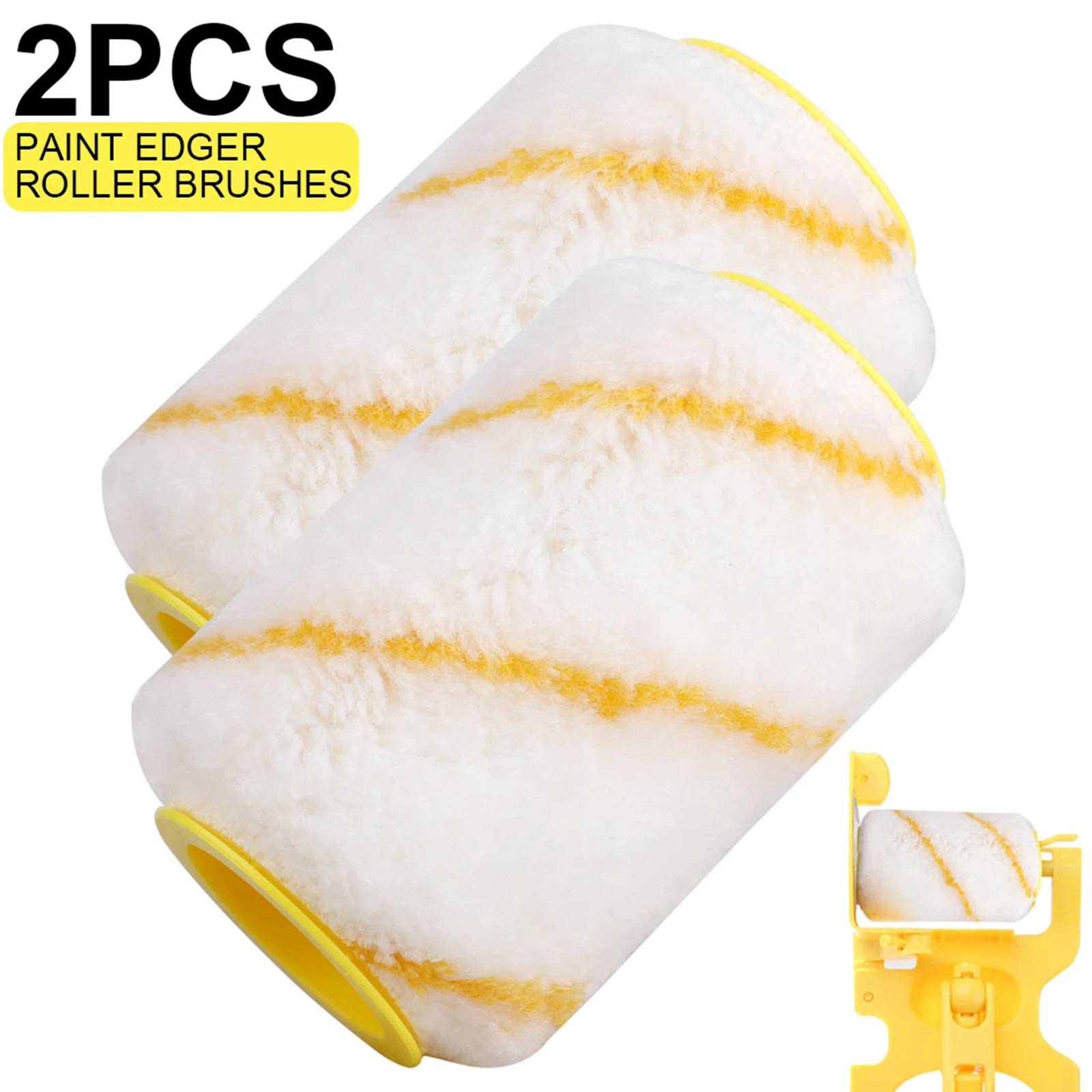 2 Pieces Multi-function Portable Clean-Cut Paint Roller Brush Painting Wall Ceilings Furniture Decorative Cotton Fiber Brush