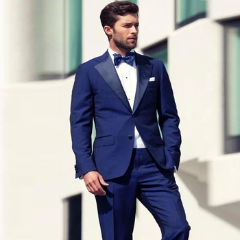 

men suits 2 pices(jacket+pants)Navy Blue quality suits for men laped marriage suits for wedding suits Customise terno masculino