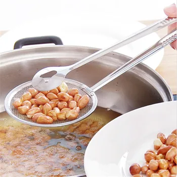 

Stainless Steel Fried Frying Mesh Colander Spoon Filter Oil Drainer Food Clip Snack Fryer Strainer Bbq Buffet Serving Tongs