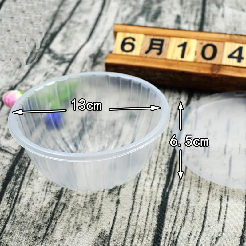 50 комплектов одноразовая пластиковая прозрачная миска для супа с крышкой каша суп контейнер 。