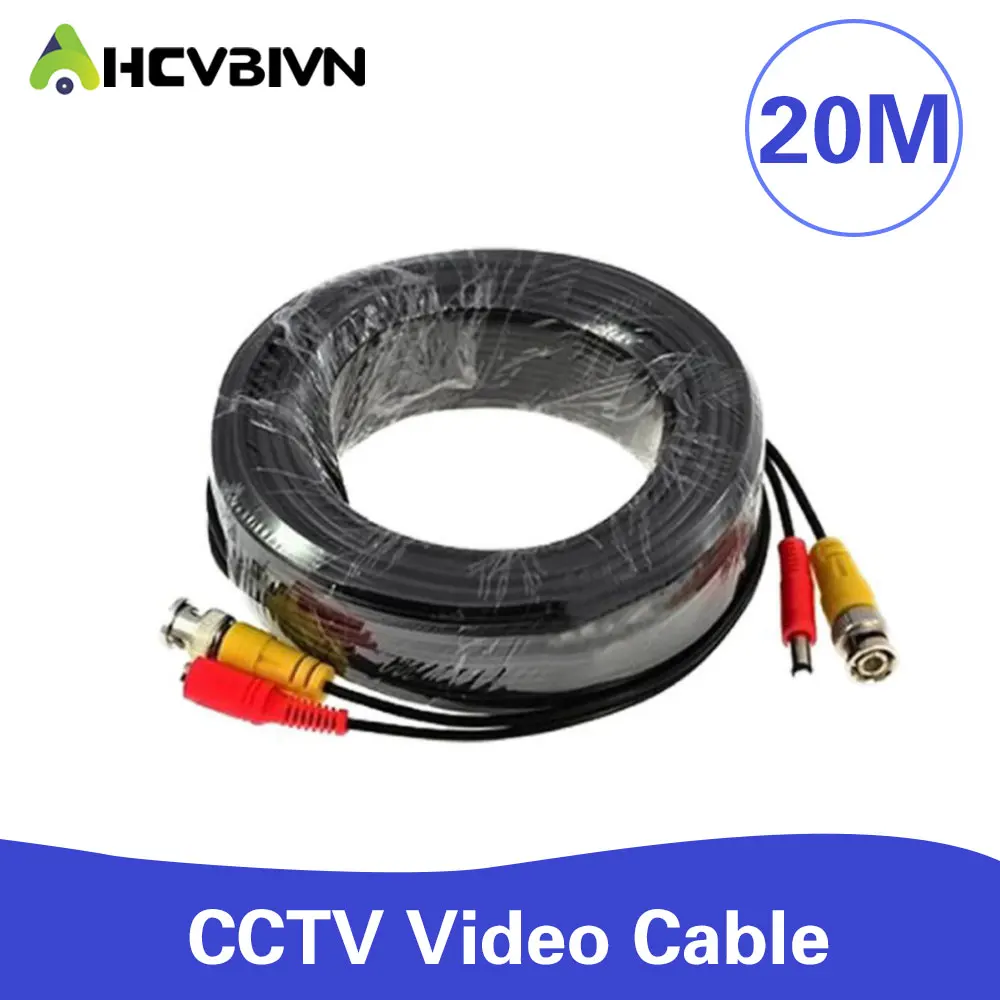 65ft(20m) BNC Video Power Siamese Cable for Surveillance CCTV Camera Accessories DVR Kit