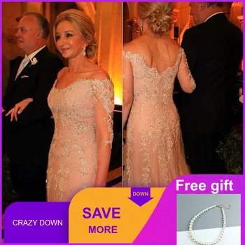 

2019 Mother Of The Bride Dresses Off the Shoulder Long Sleeves Lace Applique Beaded For Wedding Party dress bride