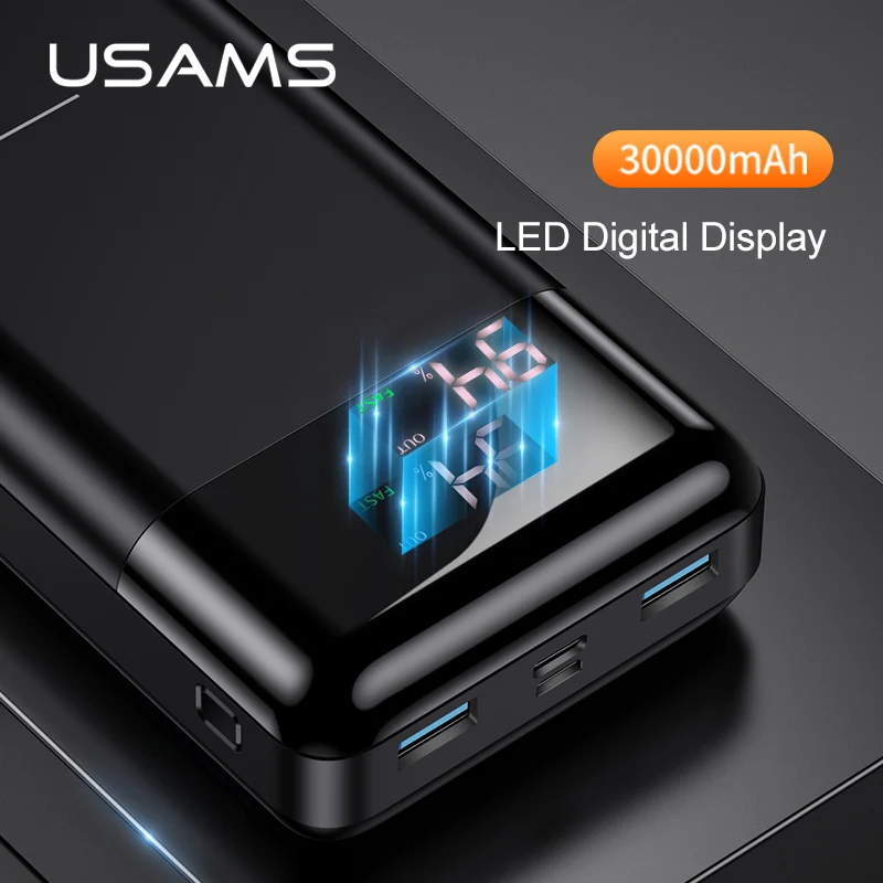 

USAMS 3000mAh Power Bank LED Display qc 3.0 3A Fast charging External Portable Battery Powerbank for iPhone Samsung pover banks