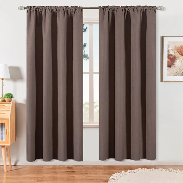 100% Blackout Solid Curtains For Living Room Window Curtains For Bedroom Blinds Decoration Curtains Kitchen Drapes Blinds Tend chocolate