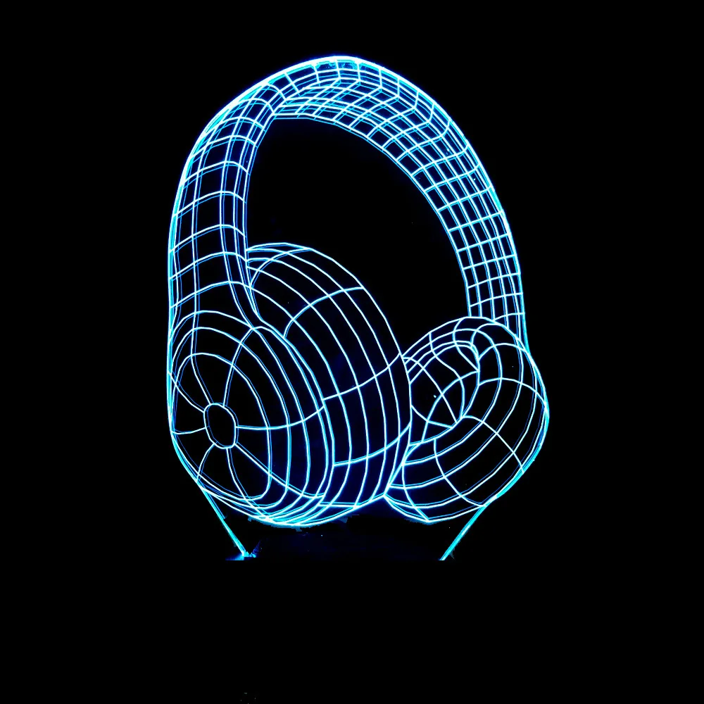 

New Style Creative Earphones Modeling Colorful 3D Lamp LED Gradient Small Night Lamp Touch Switch Visual Stereo Lamp