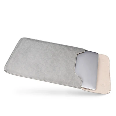 Водонепроницаемая сумка для ноутбука из искусственной кожи с сумкой для хранения Macbook Air 13 Touch ID Pro 16 чехол 11 12 15 чехол - Цвет: PU gray