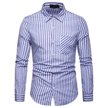 Camisa Masculina, тонкая модная мужская рубашка,, длинный рукав, рисунок в полоску, большой размер, повседневный Топ, блузка, рубашки, camisa masculina