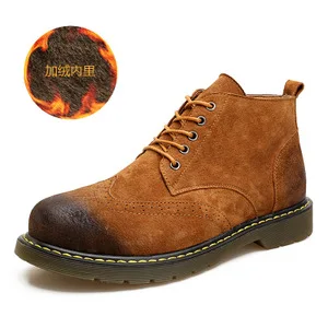 

Warm Fur Plush Men Boots High Quality Split Leather Ankle Snow Boots Fashion Winter Waterproof Lace-Up Large Size 38-46