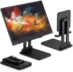 Suporte resistente contínuo do suporte do suporte da tabuleta, tubo duplo dobrável para o suporte do suporte do ipad pro, suporte universal da tabuleta, monitor portátil