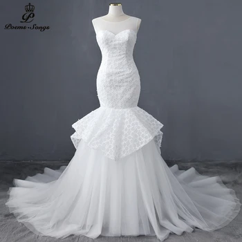 

Elegant Sexy lace beautiful mermaid wedding dress 2020 wedding gowns marriage bride dress vestidos de novia robe de mariée