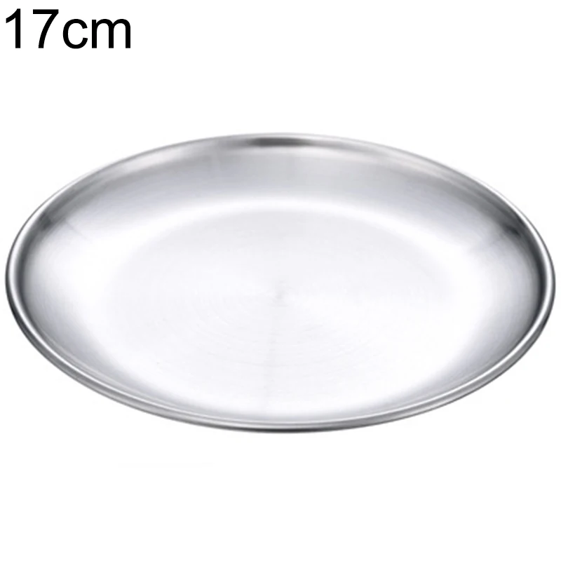 

1x Thick Stainless Steel Snack Food Barbecue Restaurant Serving Round Tray Plate