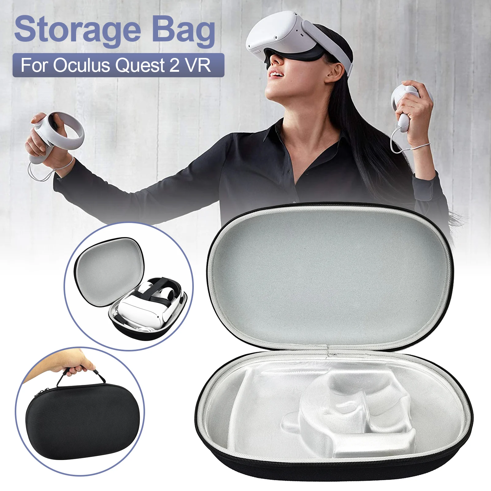 New Protable VR Accessories For Oculus Quest 2 VR Headset Travel Carrying Case EVA Storage Box For Oculus Quest 2 Protective Bag