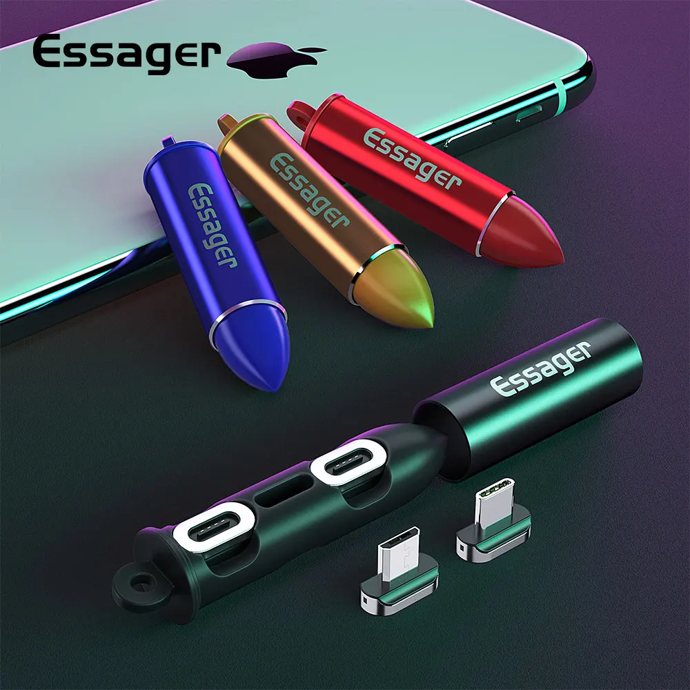 Essager портативный Магнитная застёжка коробка адаптер контейнер для хранения металла для iPhone Micro usb type C магнитное зарядное устройство, кабель Разъем