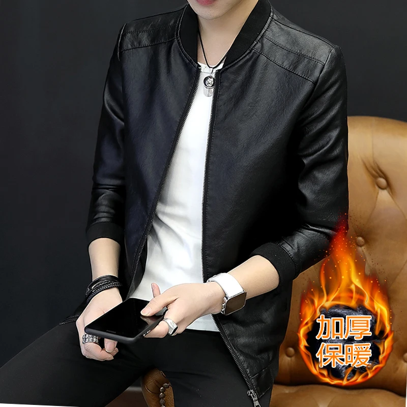 

winter men's leather jacket motorcycle hooded jacket men's warm Leisure PU leather coats M-4XL