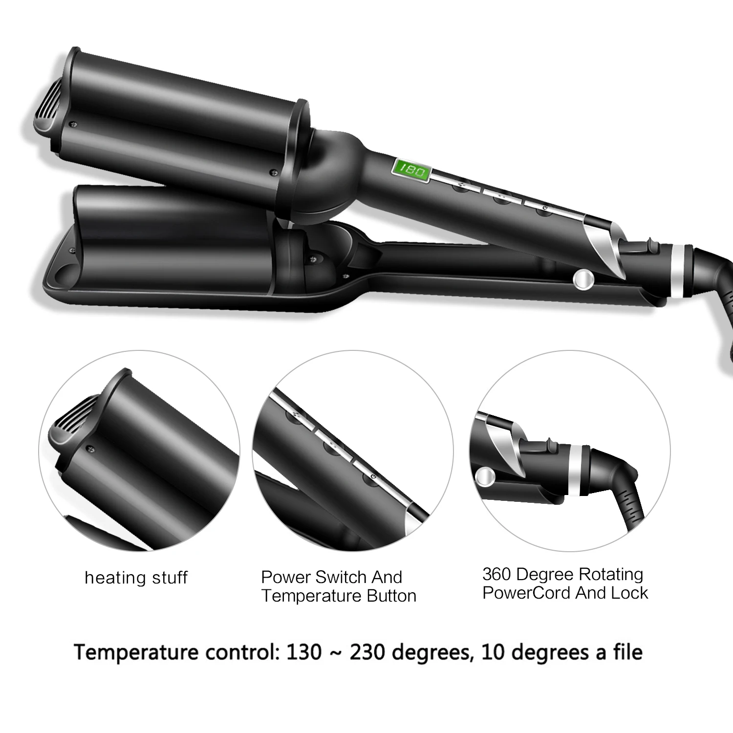 Cabelo para Ondas Ferro de Cabelo Estilo do Cabelo Waver Profundas Crimper Ondulação Barril Aquecimento Rápido Praia Cerâmica Vacilar Modelador Ferramentas 4 Waver cabelo para ondas profundas crimper ferro
