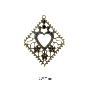 

Free shipping Retail 5Pcs Bronze Tone Filigree Wraps Connectors Metal Crafts Gift Decoration DIY Findings 55x71mm F0376