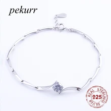 Pekurr элегантное серебро 925 пробы 3D спиральная цепь большое украшение из циркона женский браслет модные очаровательные аксессуары для женщин