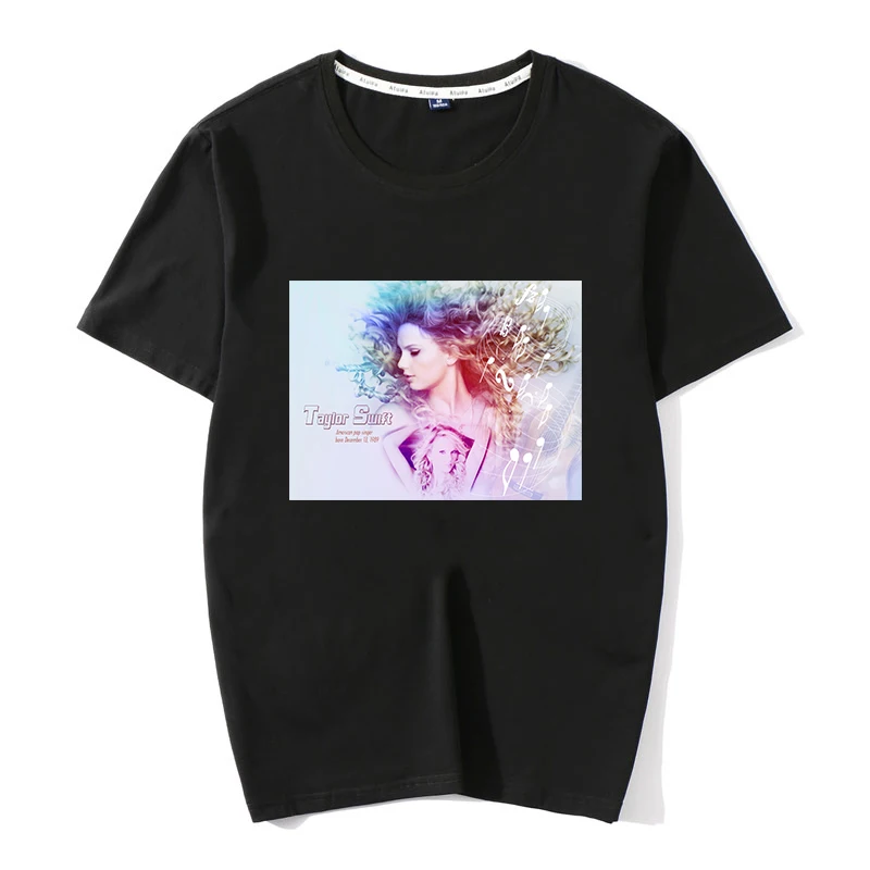 W92026 Black Новая хлопчатобумажная женская футболка хип-хоп стиль Taylor Lover Harajuku эстетика футболка Vogue Camiseta Mujer топы Повседневная футболка - Color: W92026 Black