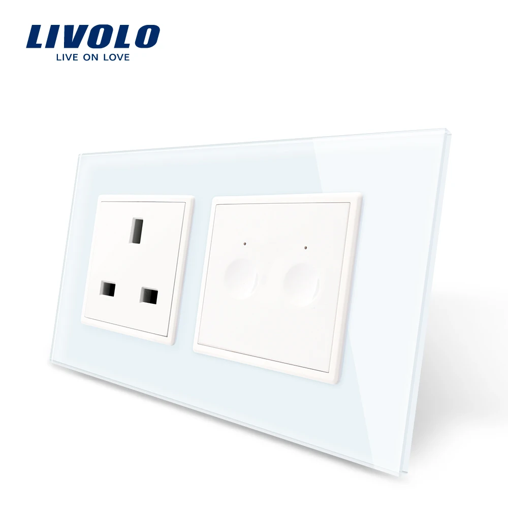 

Livolo UK Standard New Series Wall Touch Switch,2 Gang 1Way Touch, with UK socket ,plastic key,without logo