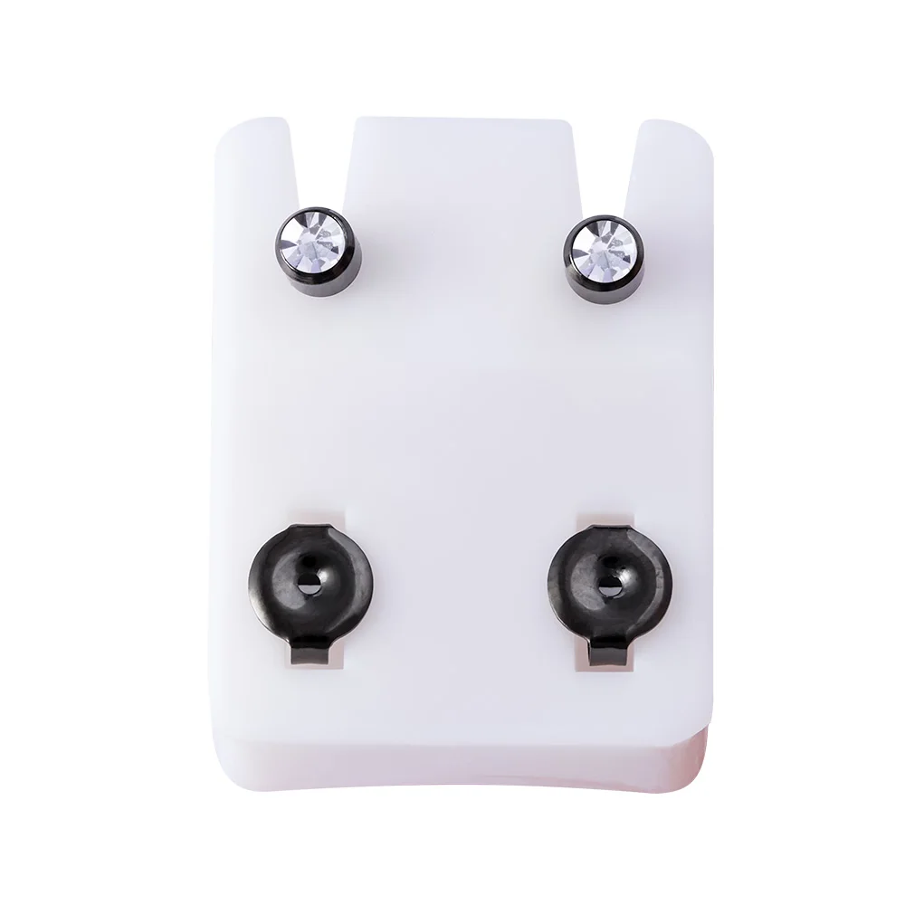 Black Rainbow Steel Birthstone CZ Ear Studs - Tragus Cartilage Piercing Jewelry (Set of 2)