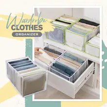 

Jeans Compartment Storage Box Closet Clothes Drawer Mesh Separation Box Stacking Pants Drawer Divider Washed Home Organizer