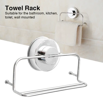 

Wall Mounted Removable Bathroom Kitchen Towel Rack Suction Cup Easy Install Solid Anti Corrosion Stainless Steel Home Rustproof