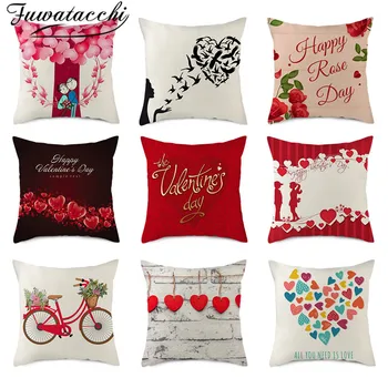 

Fuwatacchi Pure Linen Pillow Case Love Heart Cushion Cover for Home Chair Sofa Decorations Valentine's Day Present Pillow Cover