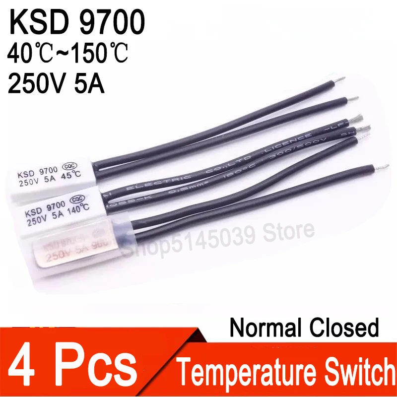 4Pcs KSD9700 250V 5A 15~155 Degree Bimetal Disc Temperature Switch Normal Close Closed Thermostat Thermal Protector | Обустройство