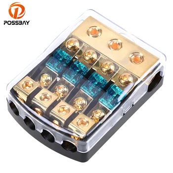 

POSSBAY 1 In 4 Way Out Circuit Car Audio Fuse Box 12V-24V DC Fuse Holder Box Block Car Fuse Accessory Tool 30A/60A/80A/100A/150A