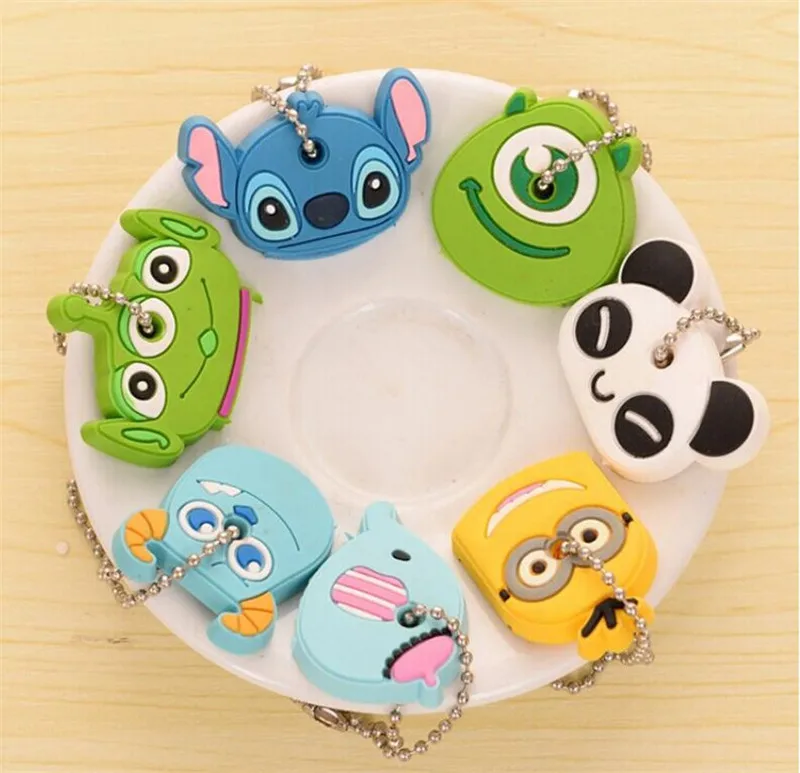 Cartoon Silicone Key Control Dust Cover for Girls Bag Charms Car Pendant Keyrings 1PC