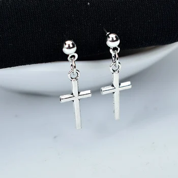 

Simple Antique Silver Color Metal Leaf Drop Earrings Cute Small Star Cross Earing Ear Piercing Jewelry Geometric Earring