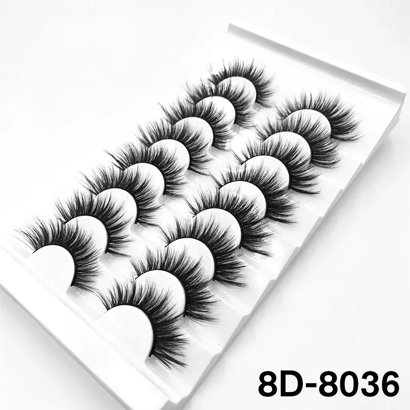 Huaruчай 8 пар 5D толстые Искусственные ресницы длинный макияж искусственные норковые ресницы наращивание ресниц Накладные ресницы смешанная модель